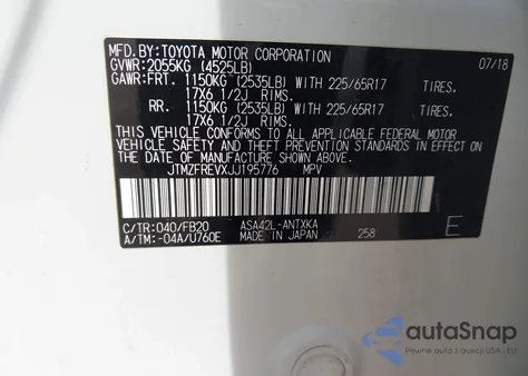 2018 Toyota Rav4 Le from USA, damaged, VIN JTMZFREVXJJ195776